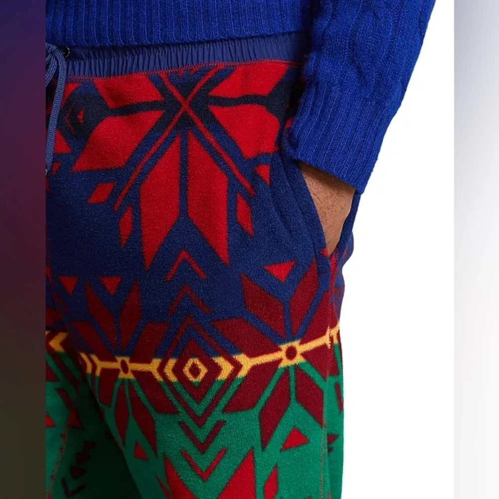 ▪️Polo Ralph Lauren Festive Holiday Red Green Blue Geometric-Print Fleece Jogger